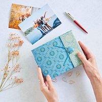 Paper High Small Sari Fabric Photo Album in Blue