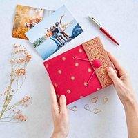 Paper High Small Sari Fabric Photo Album in Cerise