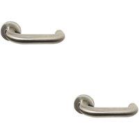 Loops 2x PAIR 22mm Round Bar Safety Handle on Round Rose Concealed Fix Satin Steel in Metallics