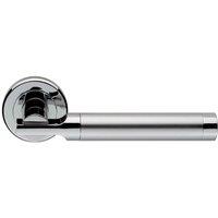 Loops PAIR Round Bar Handle on Chamfered Edged Round Rose Satin & Polished Chrome