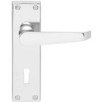 Loops Victorian Flat Lever on Lock Backplate Handle 150 x 42mm Polished Chrome