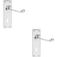 Loops 2x Victorian Scroll Lever on Rectangular Lock Backplate 155 x 41mm Chrome