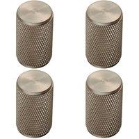 Loops 4x Knurled Cylindrical Cupboard Door Knob 18mm Dia Satin Nickel Cabinet Handle in Metallics