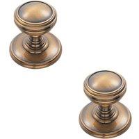 Loops 2x Ringed Tiered Cupboard Door Knob 25mm Diameter Bronze Cabinet Handle
