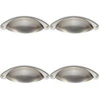 Loops 4x Traditional Cup Pull Handle 104 x 26mm 64mm Fixing Centres Satin Nickel in Metallics