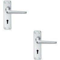 Loops 2x PAIR Straight Tapered Handle on Lock Backplate 152 x 41mm Satin Aluminium