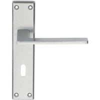 Loops Flat Straight Lever on Lock Backplate Door Handle 180 x 40mm Satin Chrome