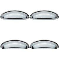 Loops 4x Shaker Cup Pull Handle 124 x 35mm 96mm Fixing Centres Polished Chrome