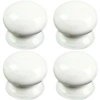 Loops 4x Round Porcelain Cupboard Door Knob 30mm Diameter White Antique Cabinet Handle