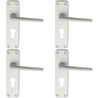Loops 4x PAIR Straight Tapered Lever on Euro Lock Backplate 152 x 41mm Satin Aluminium