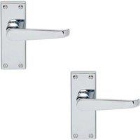 Loops 2x Straight Victorian Lever on Rectangular Latch Backplate Handle Chrome