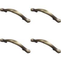 Loops 4x Stepped Edge Cupboard Bow Pull Handle 76mm Fixing Centres Burnished Brass in Metallics
