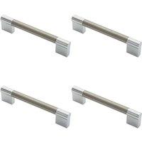 Loops 4x Keyhole Bar Pull Handle 140 x 14mm 128mm Fixing Centres Satin Nickel & Chrome in Metallics