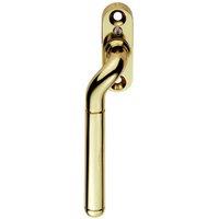Loops Cranked Locking Window Espagnolette Handle Left Handed 110mm Polished Brass in Metallics