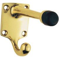 Loops One Piece Hat & Coat Hook with Rubber Buffer 88mm Projection Polished Brass in Metallics