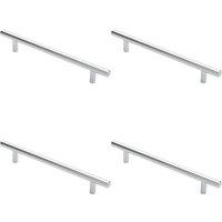 Loops 4x Round T Bar Cabinet Pull Handle 220 x 12mm 160mm Fixing Centres Chrome