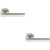 Loops 2x PAIR Straight Round T Bar Handle on Round Rose Concealed Fix Polished Steel in Metallics