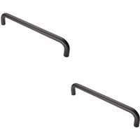 Loops 2x Round D Bar Pull Handle 319 x 19mm 300mm Fixing Centres Matt Black