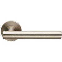 Loops PAIR Straight Round T Bar Lever on Slim Round Rose Concealed Fix Satin Steel in Metallics