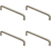 Loops 4x Round D Bar Cabinet Pull Handle 138 x 10mm 128mm Fixing Centres Satin Nickel in Metallics