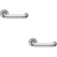 Loops 2x PAIR 19mm Round Bar Safety Lever on Round Rose Concealed Fix Satin Aluminium