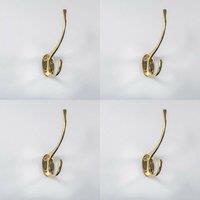 Loops 4x Victorian Hat & Coat Hook on Oval Backplate 64mm Projection Polished Brass in Metallics