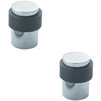Loops 2x Floor Mounted Pedastal Doorstop with Rubber Buffer 40 x 30mm Bright Steel in Metallics