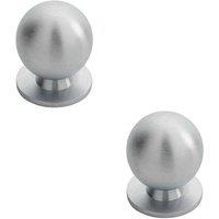 Loops 2x Solid Ball Cupboard Door Knob 25mm Diameter Satin Chrome Cabinet Handle
