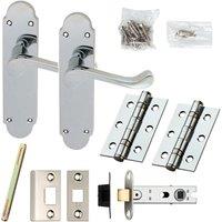 Loops Door Handle & Latch Pack Chrome Victorian Scroll Lever Backplate 170 x 42mm