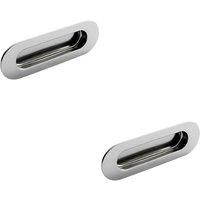 Loops 2x Low Profile Recessed Flush Pull 120 x 41mm 13mm Depth Bright Stainless Steel in Metallics