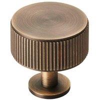 Loops Lined Radio Cupboard Door Knob - 35mm Diameter - Antique Brass Cabinet Handle in Metallics