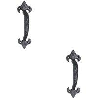 Loops 2x Traditional Forged Iron Pull Handle 180 x 52mm Black Antique Door Handle