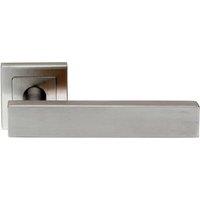 Loops PAIR Square Cut Straight Bar Handle on Square Rose Concealed Fix Satin Steel in Metallics