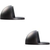 Loops 2x Floor mounted Oval Doorstop 44 x 22mm Matt Bronze Half Moon Stopper
