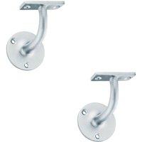 Loops 2x Heavyweight Handrail Bannister Bracket 80mm Projection Satin Chrome