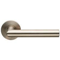 Loops PAIR Straight Mitred Bar Handle on Slim Round Rose Concealed Fix Satin Steel in Metallics