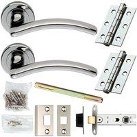 Loops Door Handle & Latch Pack Chrome Modern Arched Curved Bar Screwless Round Rose