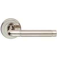 Loops PAIR Straight Elliptical Lever on Round Rose Concealed Fix Polished Satin Nickel in Metallics