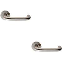 Loops 2x PAIR 19mm Round Bar Safety Handle on Round Rose Concealed Fix Satin Steel in Metallics