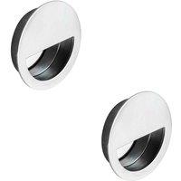 Loops 2x Circular Low Profile Recessed Flush Pull 90mm Diameter Bright Stainless Steel in Metallics