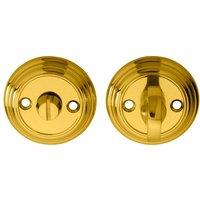 Loops Bathroom Thumbturn & Release Handle Reeded Design 55mm Dia Polished Brass in Metallics
