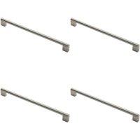 Loops 4x Round Bar Pull Handle 360 x 14mm 320mm Fixing Centres Satin Nickel & Steel in Metallics