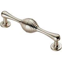 Loops Reeded Beehive Handle on Round Rose & Stem 128mm Fixing Centres Satin Nickel in Metallics