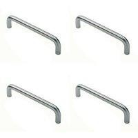 Loops 4x Round D Bar Pull Handle 22mm Dia 150mm Fixing Centres Satin Stainless Steel in Metallics