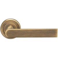 Loops PAIR Flat Rectangular Bar Handle on Round Rose Concealed Fix Antique Brass in Metallics