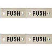 Loops 4x Rectangular Door Push Sign 75 x 30mm Satin Stainless Steel Door Plate in Metallics