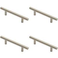 Loops 4x Round T Bar Cabinet Pull Handle 156 x 12mm 96mm Fixing Centres Satin Nickel in Metallics