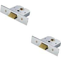 Loops 2x 64mm Flat Mortice Door Security Latch Fire Door Rated Satin Chrome
