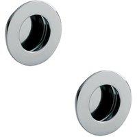 Loops 2x Circular Low Profile Recessed Flush Pull 80mm Diameter Bright Stainless Steel in Metallics