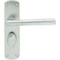 Loops Rounded Straight Bar Handle on Bathroom Backplate 170 x 42mm Satin Chrome